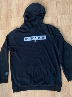 NFQ Never F*cking Quit Distressed Hood Mens Size S Logo Kangaroo Packet Unisex